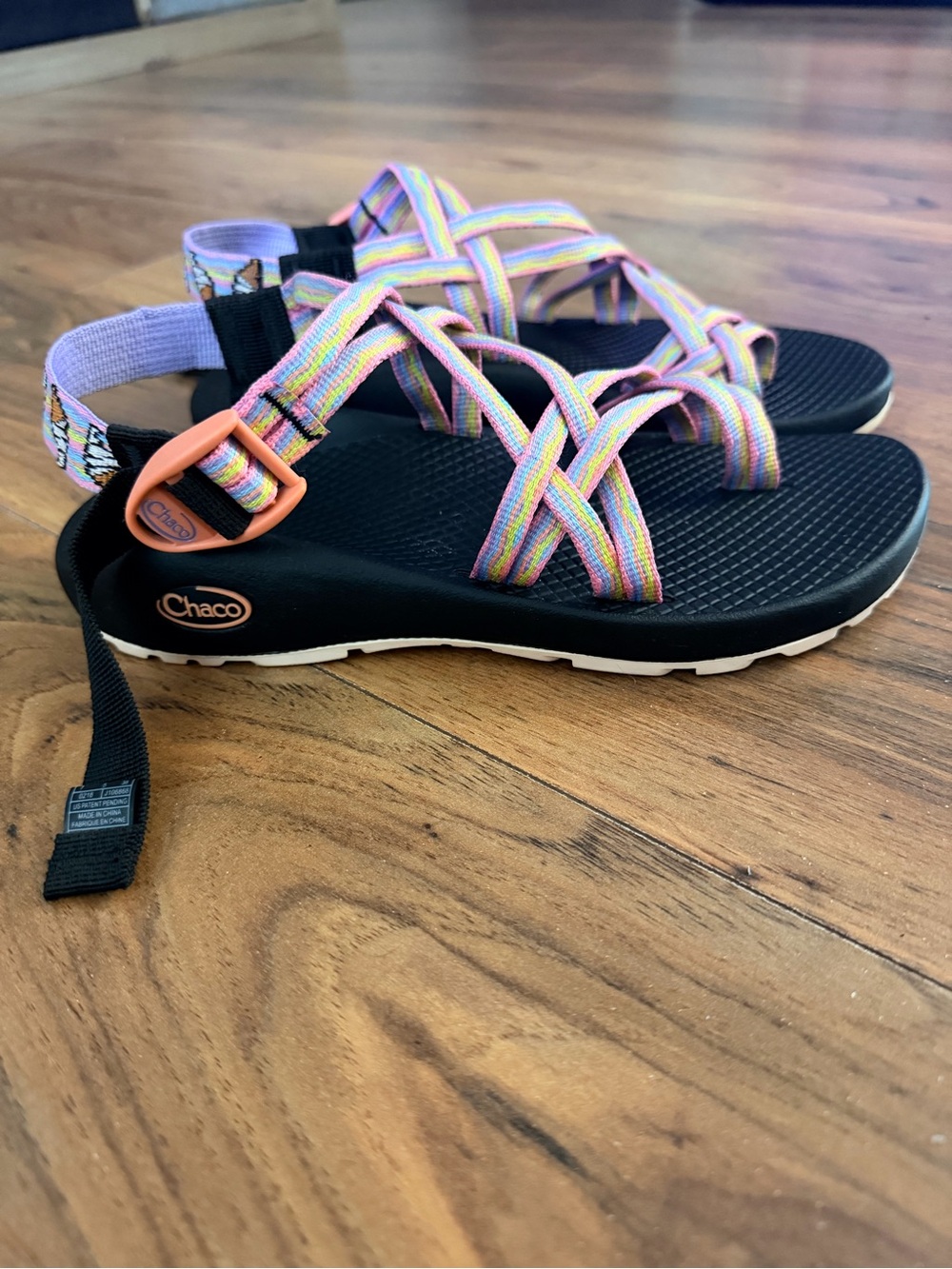 Chaco Rainbow Strappy Sandals with Black Footbed